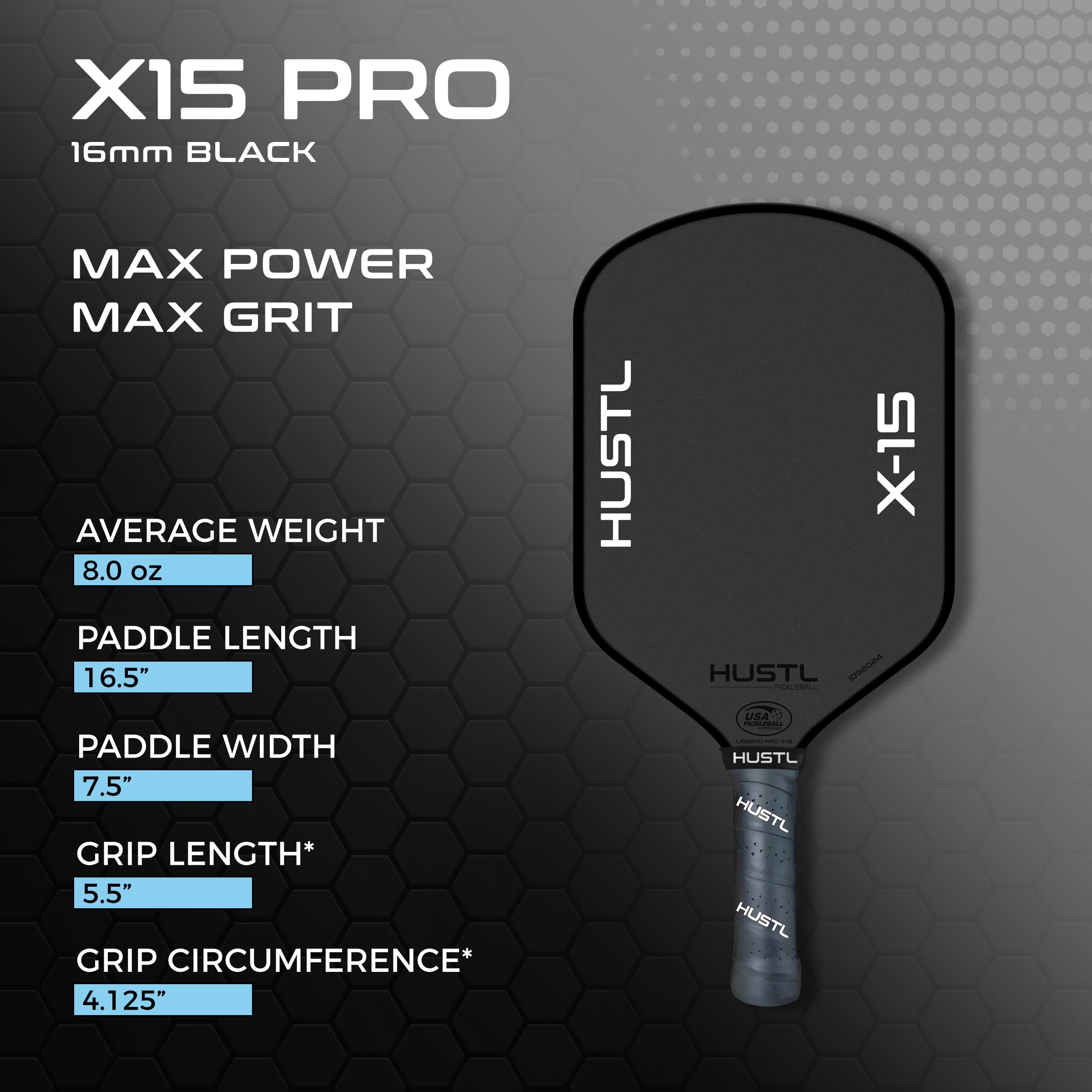 NEW HUSTL X-15 PRO 16mm Raw Carbon Gen 3 Technology Paddle