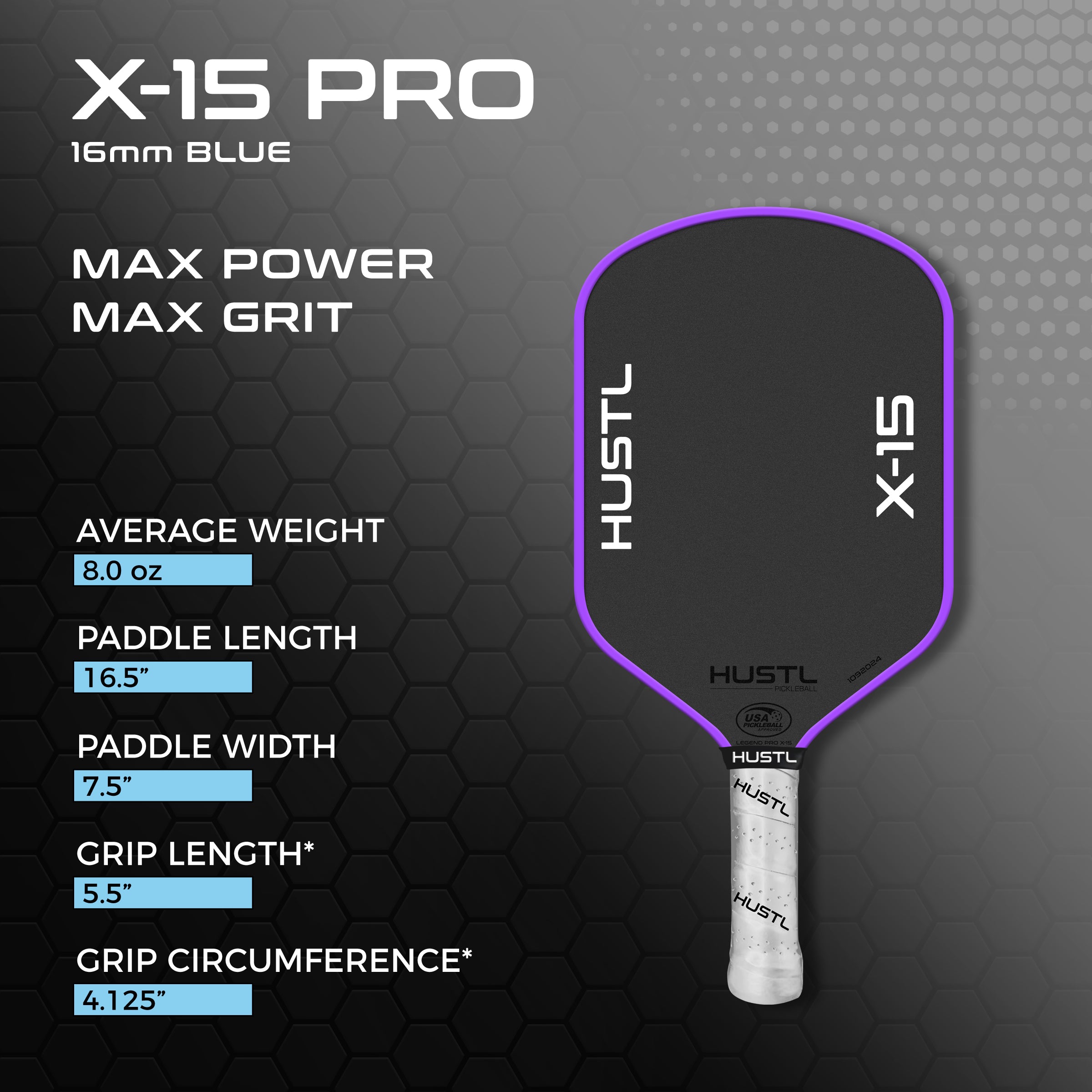 NEW HUSTL X-15 PRO 16mm Raw Carbon Gen 3 Technology Paddle