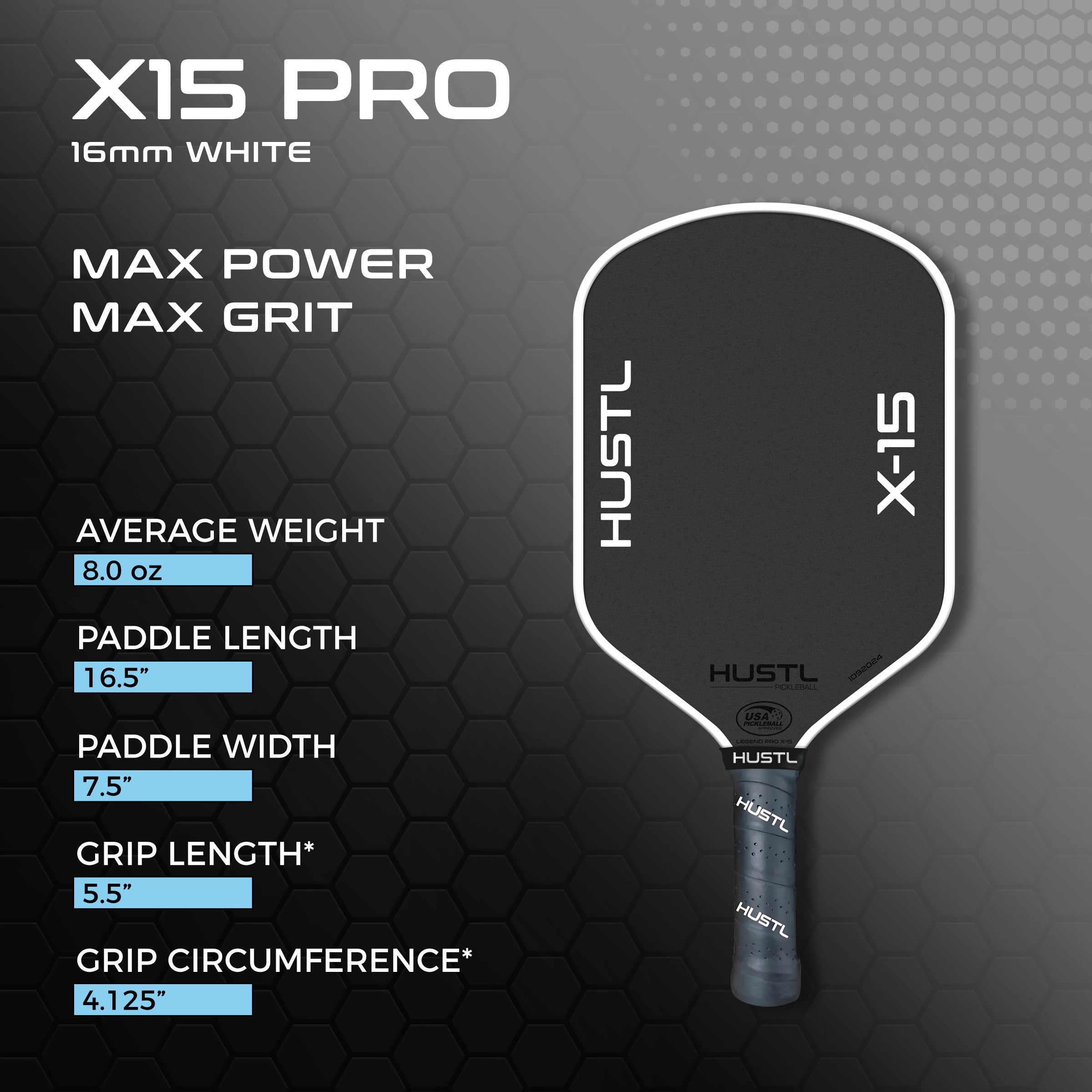 NEW HUSTL X-15 PRO 16mm Raw Carbon Gen 3 Technology Paddle